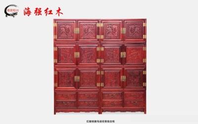 紅酸枝鳥(niǎo)語(yǔ)花香頂箱柜